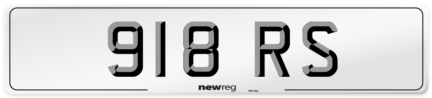 918 RS Number Plate from New Reg